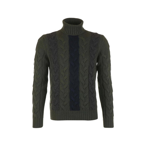 Pullover Dolcevita Uomo trecce multicolore Verde Gran Sasso- Francavilla Moda